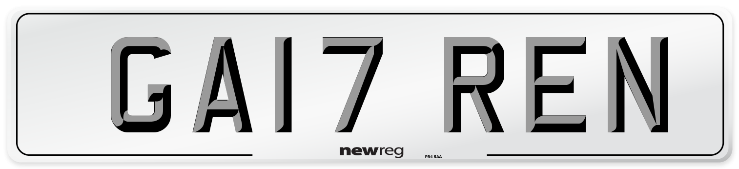 GA17 REN Number Plate from New Reg